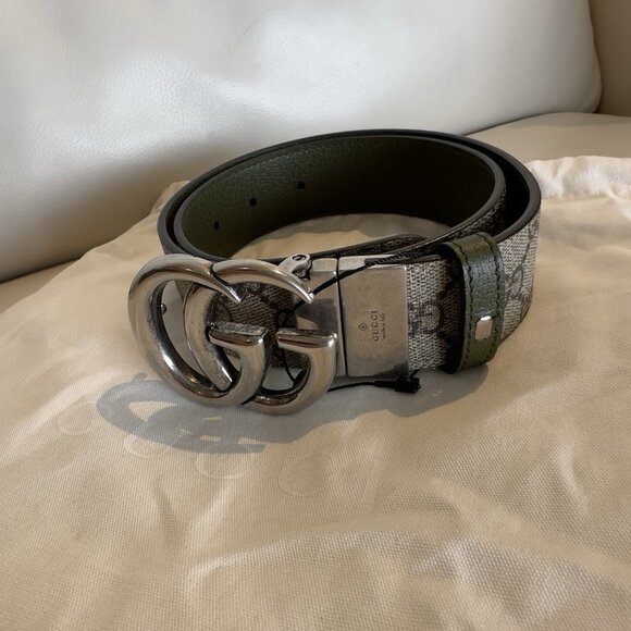NEW Gucci Guccissima Leather Double Silver G Buckle Reversible Belt 70 Cm 28 In main image 5